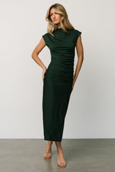 Sasha Ruched Maxi Dress | Green